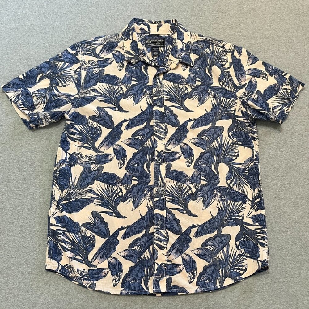 American Rag Shirt Mens Large Button Down Short Sleeve Hawaiian Aloha